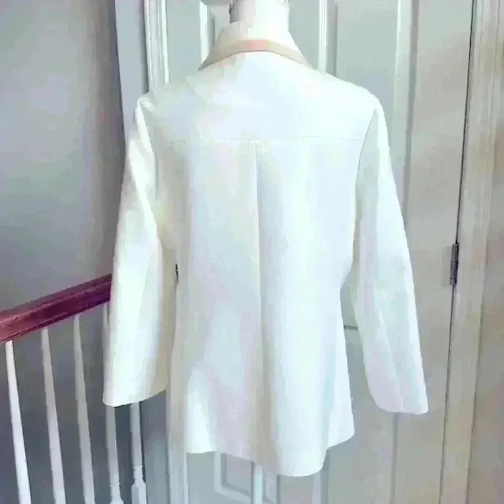 Kate Spade Bayle NWT $598 Coat Double Breasted Beige/Gold 100% Cotton Wmn Sz 14